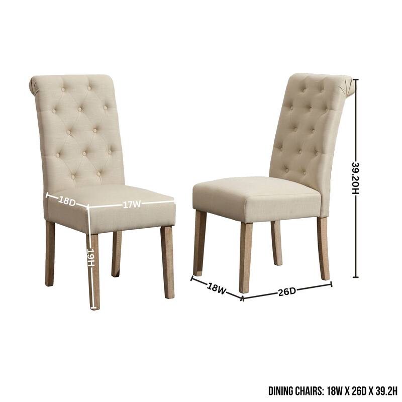 Roundhill Furniture Banff 5-Piece Round Dining Set, Cross-Buck Round Table with 4 Tufted Chairs