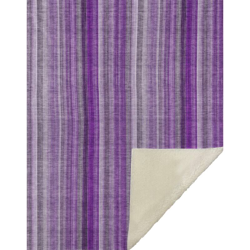 Premium Machine Washable Contemporary Stripe Sherpa Throw Blanket