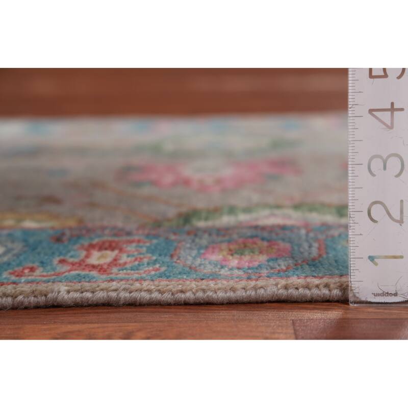Gay Floral Oushak Oriental Runner Rug Hand-Knotted Wool Carpet - 2'6" x 11'6"