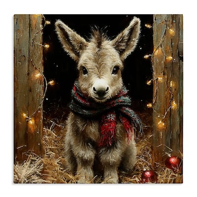 Stupell Baby Donkey & Holiday Lights Canvas Wall Art Design By Riley B