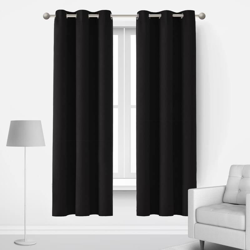 Deconovo Insulated 42 Width Curtain Panel Pair (2 Panel) - W42 x L63 Inch - Black