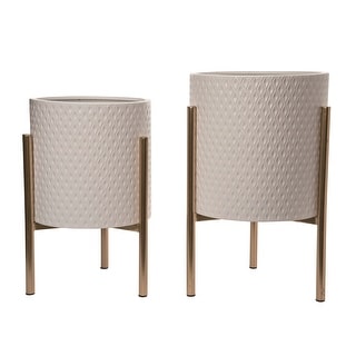 Transpac Metal White Everyday Planters Set of 2