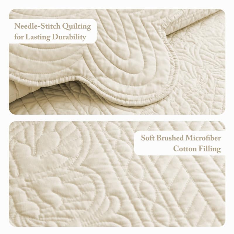 Madison Park Marino 3 Piece Reversible Scalloped Edge Quilt Set
