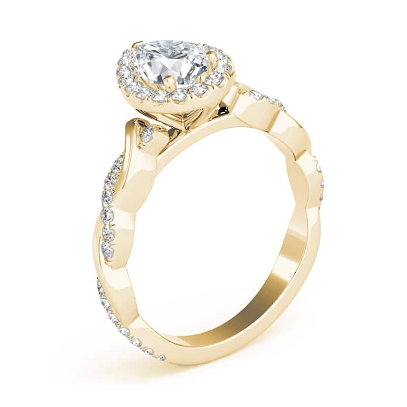 Auriya 14k Yellow Gold Lab Grown Pear Diamond Halo Engagement Ring 0.50 to 5.00 ct. tw. (F-G VS)