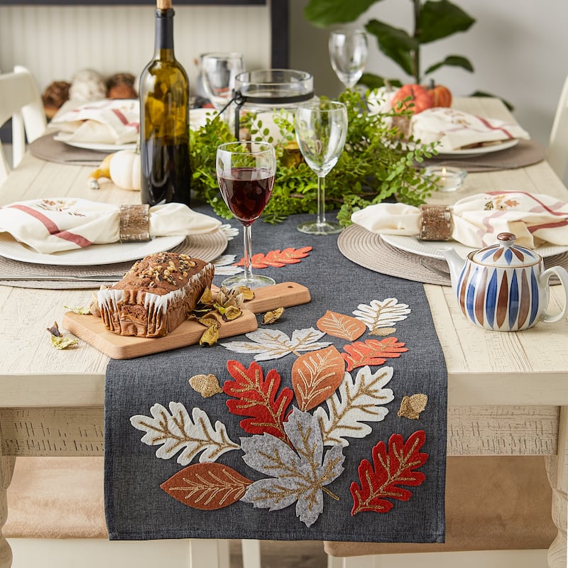 DII Embroidered Table Runner 14x70