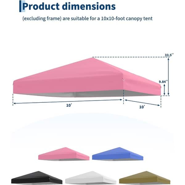 dimension image slide 4 of 5, 10x10FT Canopy Replacement Top, Waterproof UV Resistant Tent Cover with Air Vent White