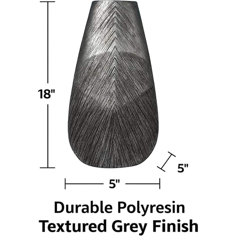 Large Arrowhead Silver Grey Textured Polyresin Vase Modern Decor