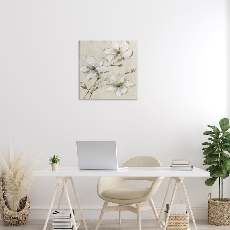 Stupell Neutral Tone Dogwood Flowers Canvas Wall Art Design By Sally Swatland