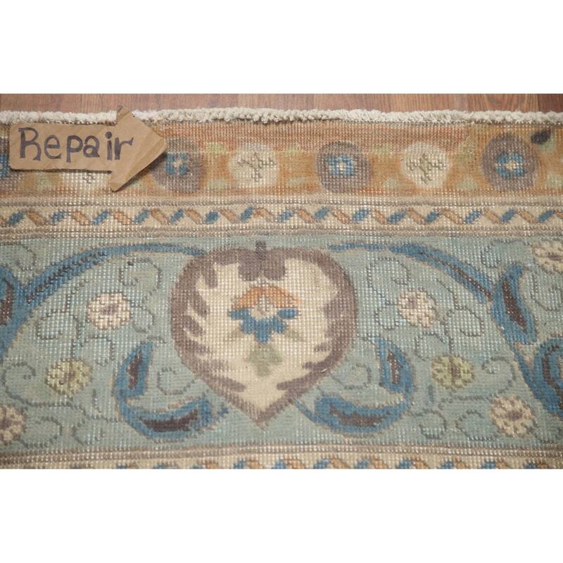 Hand Knotted Oriental 100% Wool Carpet Traditional Medallion Beige & Ivories Tabriz Area Rug - 12' 9'' X 9' 7''