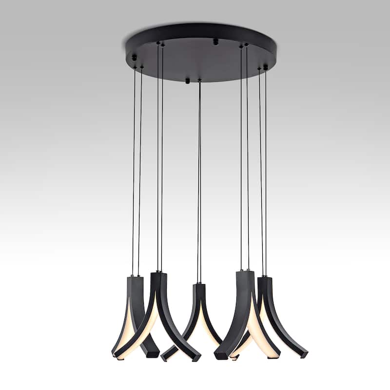 5-Light LED Chandelier Black Chandelier - N/A