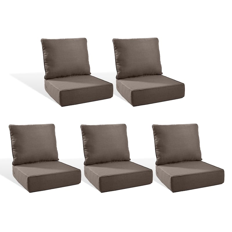 Pocassy 22"x24"x6" Inch Thick Cushions Indoor Outdoor Pillows Cushion - Grey Cushion - 5 Set Seat & Back Cushion