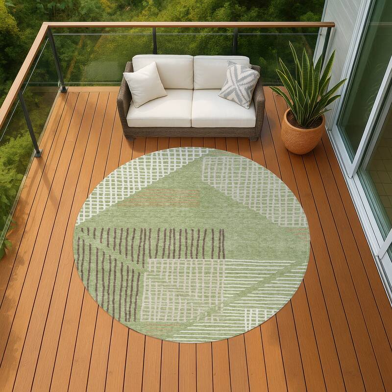 Machine Washable Indoor/ Outdoor Casual Contemporary Chantille Rug - Aloe - 8' x 8'