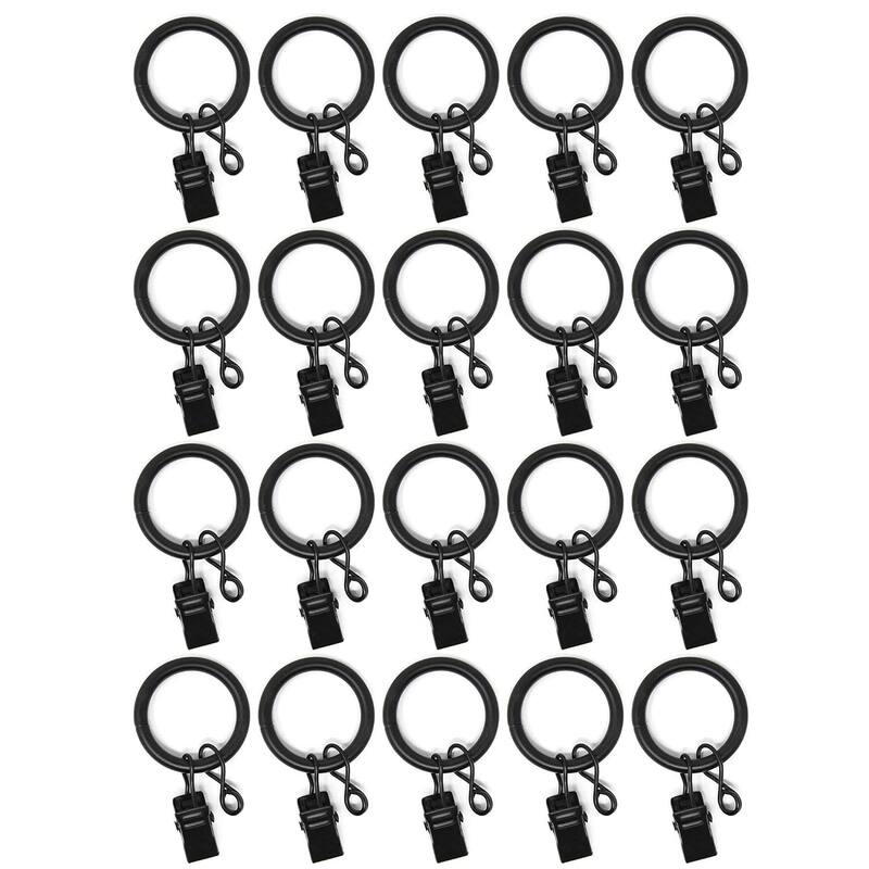 20PCS Solid Metal Window Drapery Curtain Panel Ring with Eyelet, 1" Inner Diameter, Fits Up to 3/4" Rod Multicolor - Black