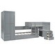 preview thumbnail 6 of 14, Grey Twin Size Platform Beds Bunk Bed with Trundle, Wardrobe and Desk