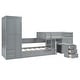 preview thumbnail 6 of 14, Grey Twin Size Wooden Platform Bed with Cabinet, Wardrobe and Desk for 3