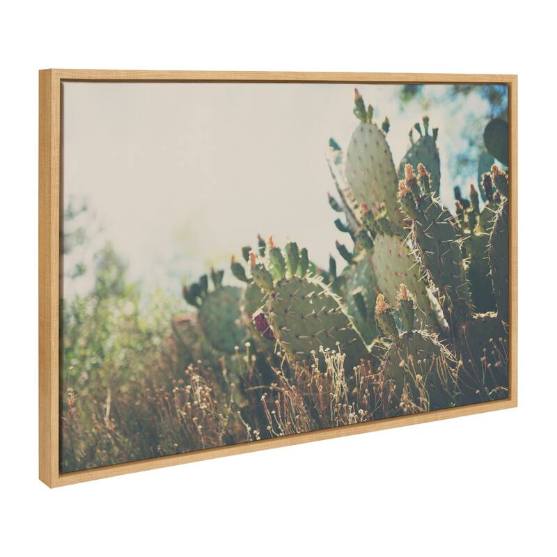 Kate and Laurel Sylvie Desert Pear Cactus Framed Canvas by Laura Evans