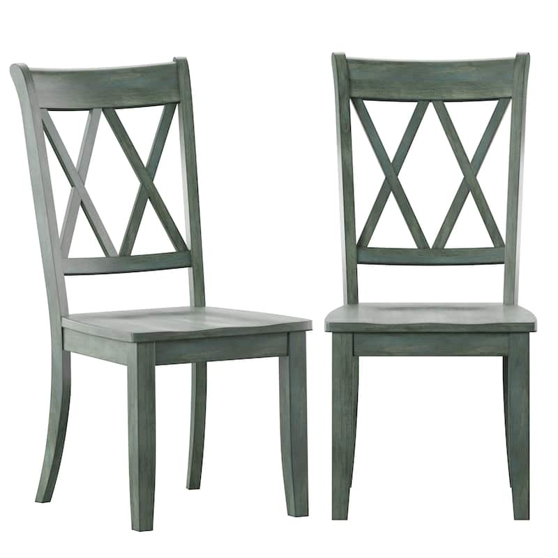 Ronda Double X Back Wood Dining Chairs (Set of 2) - Antique Sage Green