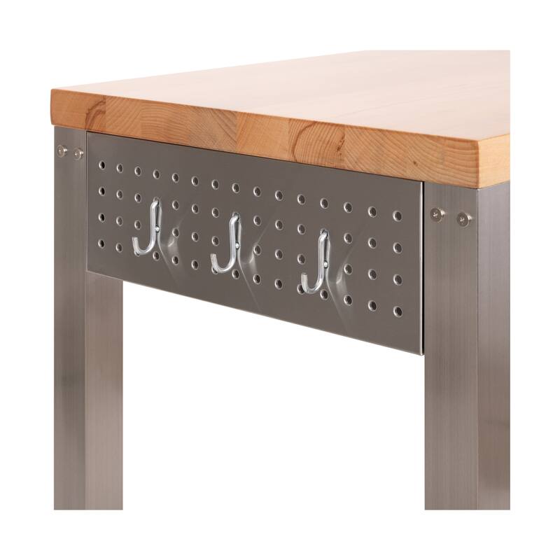 Seville Classics Stainless-Steel Worktable Cart with Solid Wood Top, 30" W x 20" D x 36" H