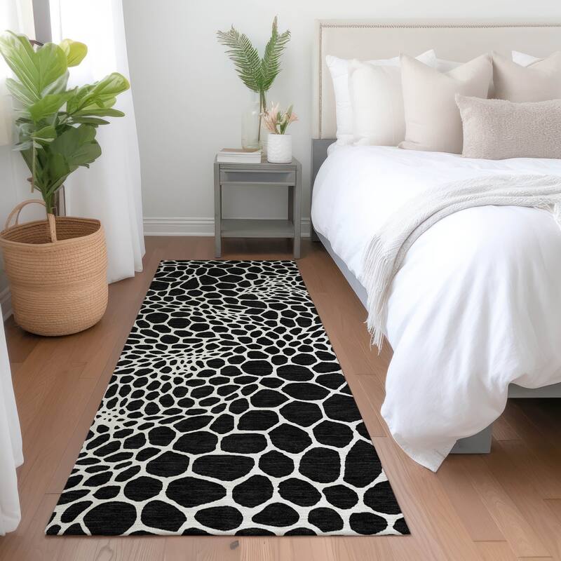 Premium Washable Super Soft Contempory Prints Mayfield Rug - Black - 2'3" x 7'6"