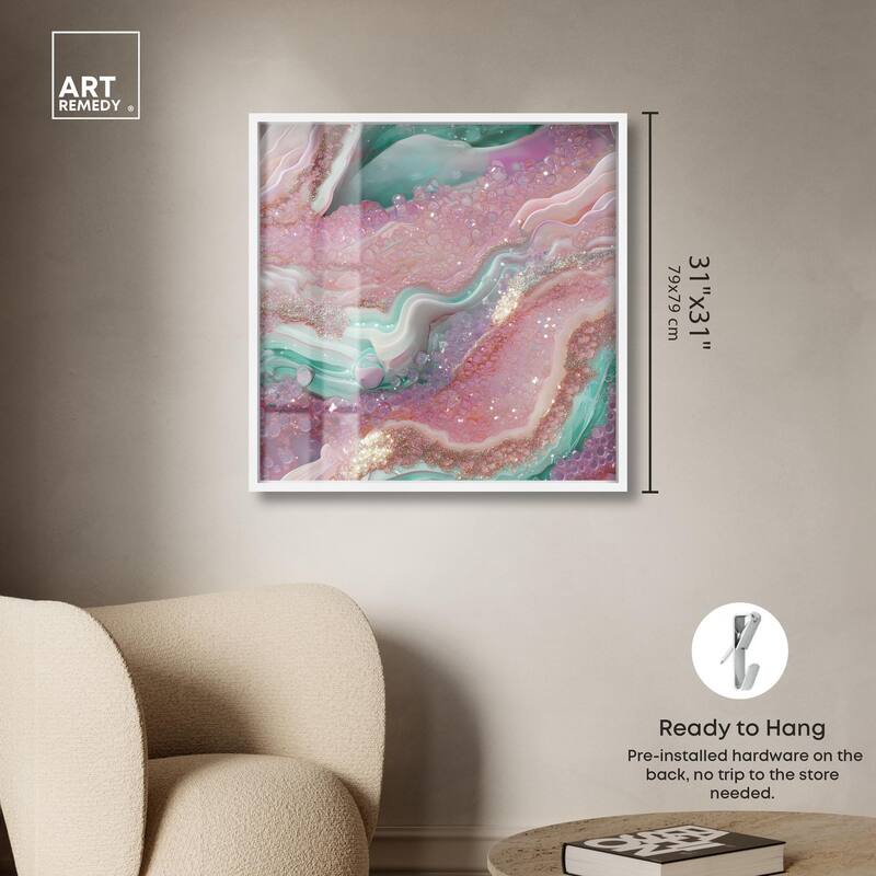 Pink and Mint Crystal III Shadowbox by Art Remedy