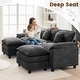 preview thumbnail 55 of 109, Modular Cloud Chenille Sectional Sofa with Ottomans, Deep Seat Convertible L-Shaped or U-Shaped Couch