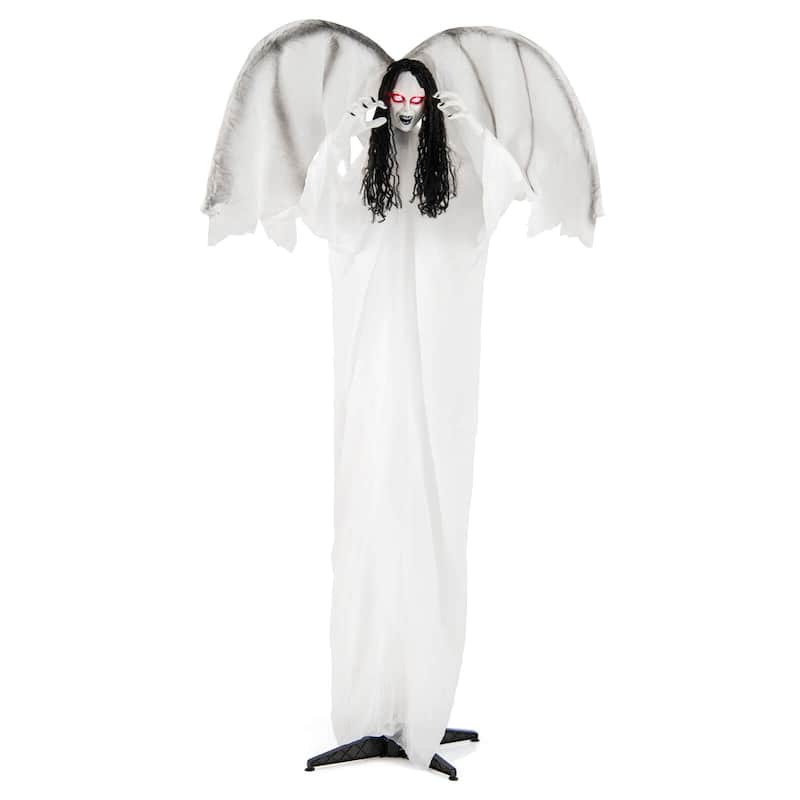 7 FT Halloween Animatronics Outdoor Decor Animated Standing Scarecrow - White