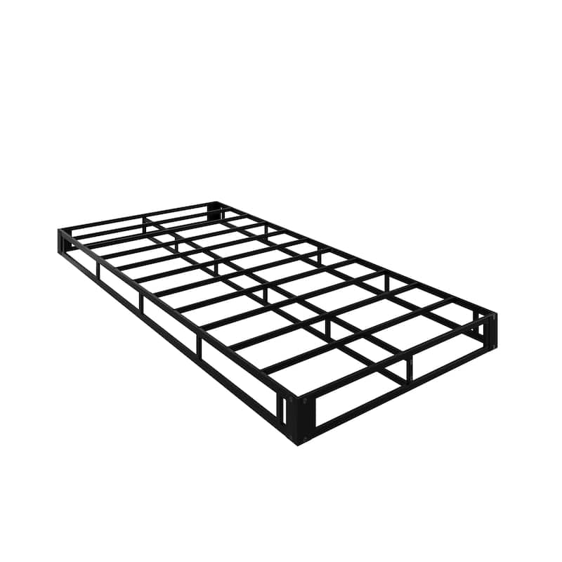 Clayfell Walpi 5" Metal Box Spring / Bed Foundation - Warm Gray/Black, Durable Metal Construction