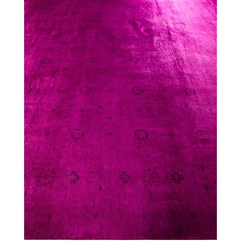 Overton Hand Knotted Wool Vintage Inspired Modern Contemporary Overdyed Plum Area Rug - 12' 2" x 14' 10"