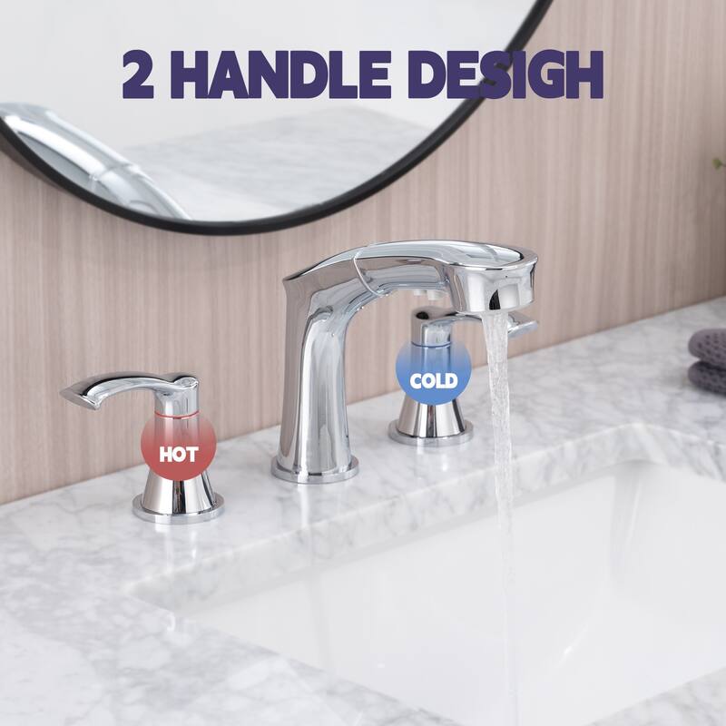 2 Handle Bathroom Sink Faucet with Pull Out Sprayer, Silent Splashback, Rust and Corrosion Resistant, Resists Discoloration