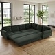 preview thumbnail 54 of 109, Homy Casa Chenille Sleeper Sectional Sofa with Pull-Out Bed 6 Green - Reversible