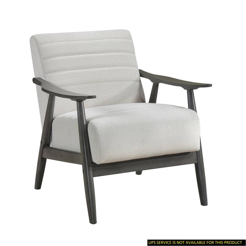 Transitional Pearl-Hued Velvet Accent Chair with Dark Gray Frame