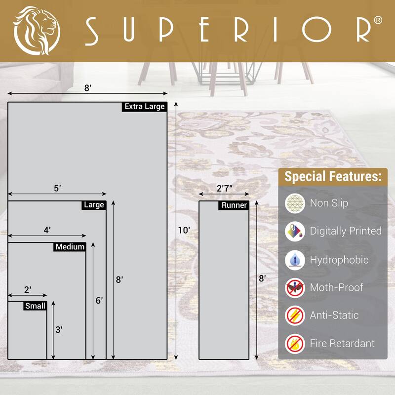 Superior Floral Medallion Sculpted High-Low Pile Polyester Area Rug
