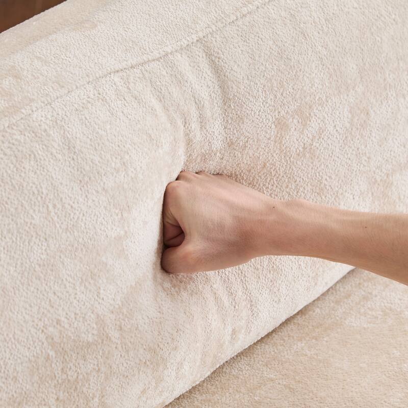 77 inch Square Arm Modern 3 Seater Boucle Sofa Upholstered Couch with Solid Wood Base