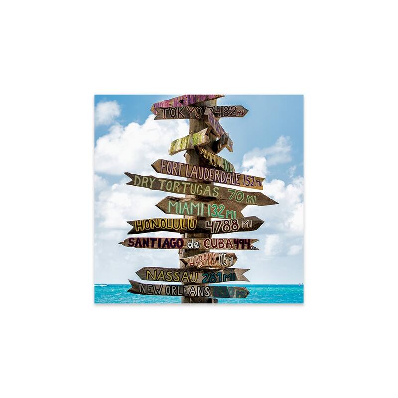 Key West Directional Sign III Print On Acrylic Glass by Philippe Hugonnard - 24x24x0.25