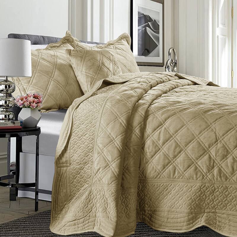 Serenta Supersoft Microplush Quilted 4 Pieces Bedspread Coverlet Set