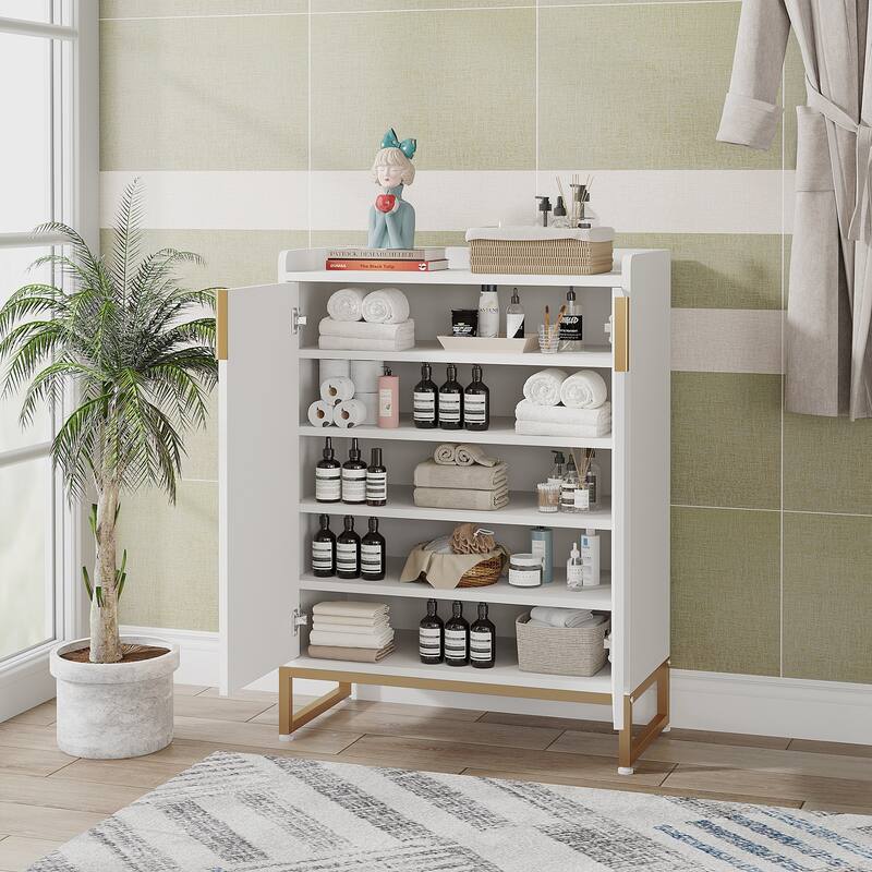 25 Pairs Shoe Cabinet with Doors, 5 Tiers Shoes Rack Organizer Cabinet - 5-Tier