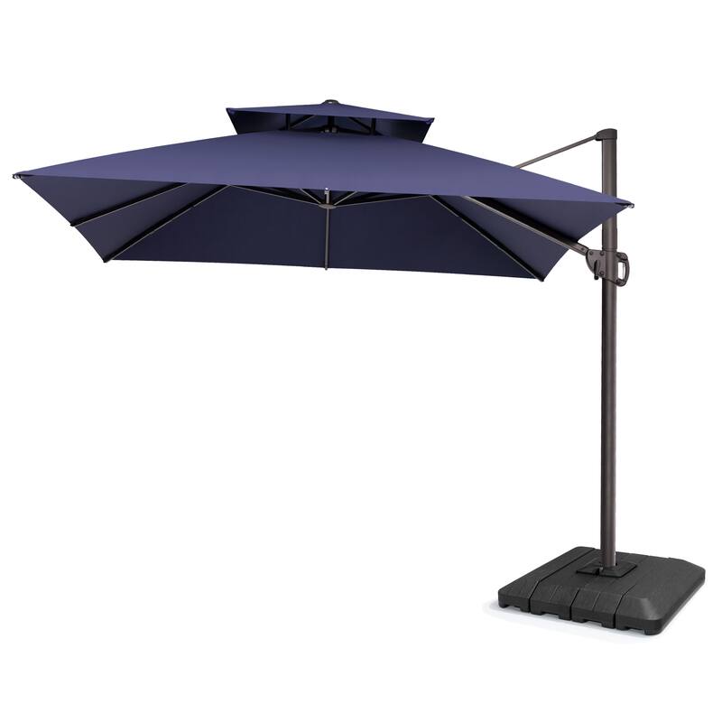 Pellebant Outdoor 10 FT Square Cantilever Patio Umbrella 360 Degree Rotation with Premium Base