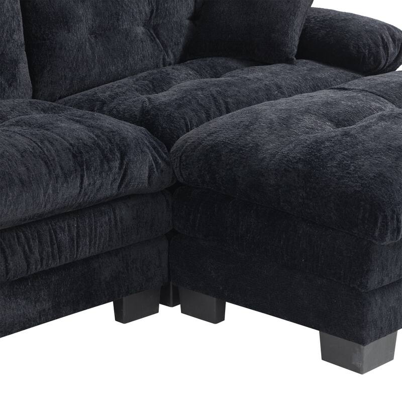 120.87" L-Shaped Upholstered Reversible 3-seat Modular Sectional Sofa with Deep Seating