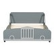 preview thumbnail 3 of 7, Gray Nordic Full Size Car-Shaped All-in-One Platform Bed w/ Wheels Creative Panel Bed Frame for Kids, Teens, Easy Assembly