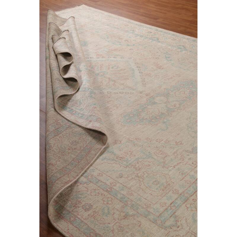 Hand Knotted Oriental 100% Wool Carpet Transitional Medallion Beige & Ivories Oushak Area Rug - 10' 3'' X 8' 0''