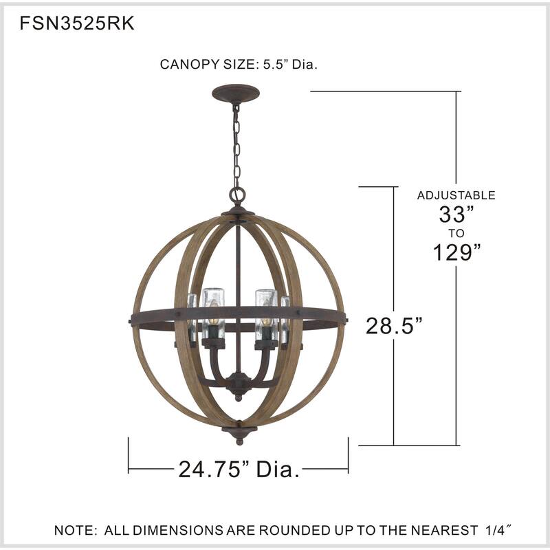 Quoizel Fusion Rustic Black 6-light Pendant