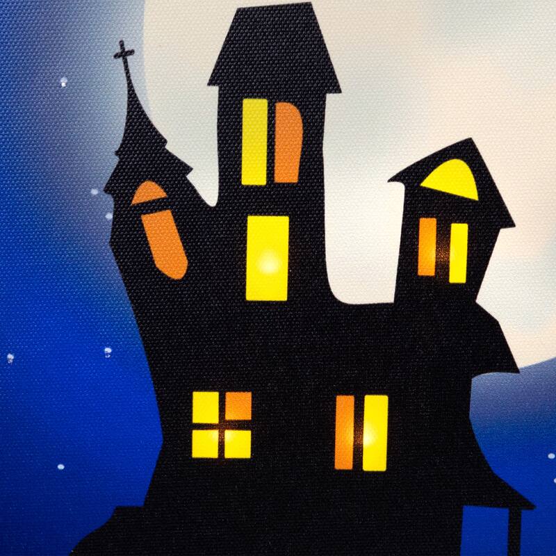 Fiber Optic LED Witch in the Moon Halloween Canvas Art 12" x 15.75"