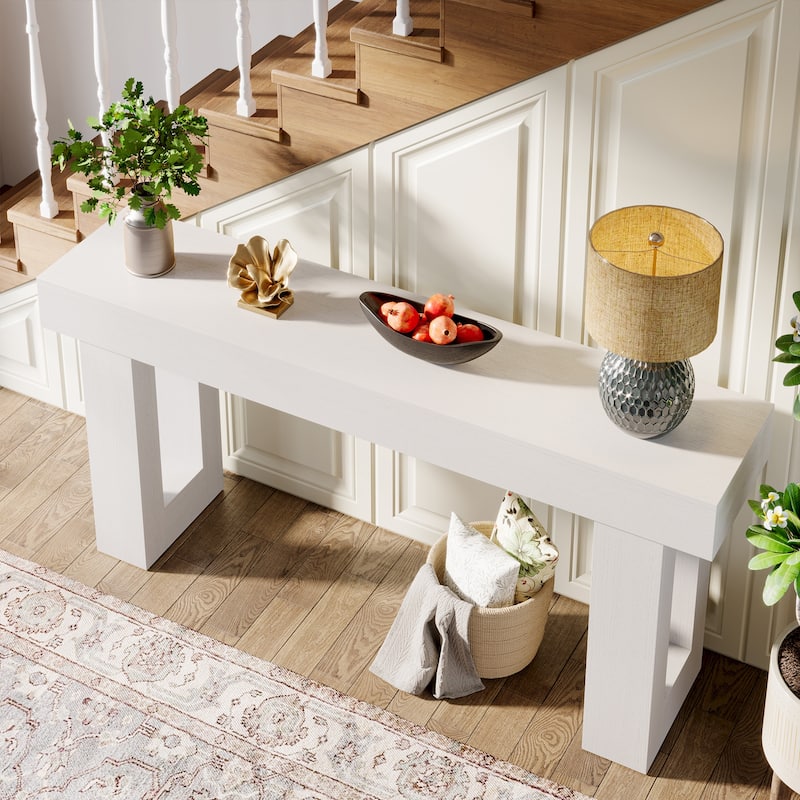 Farmhouse Console Table, 63-Inch Long Narrow Sofa Table Behind The Couch