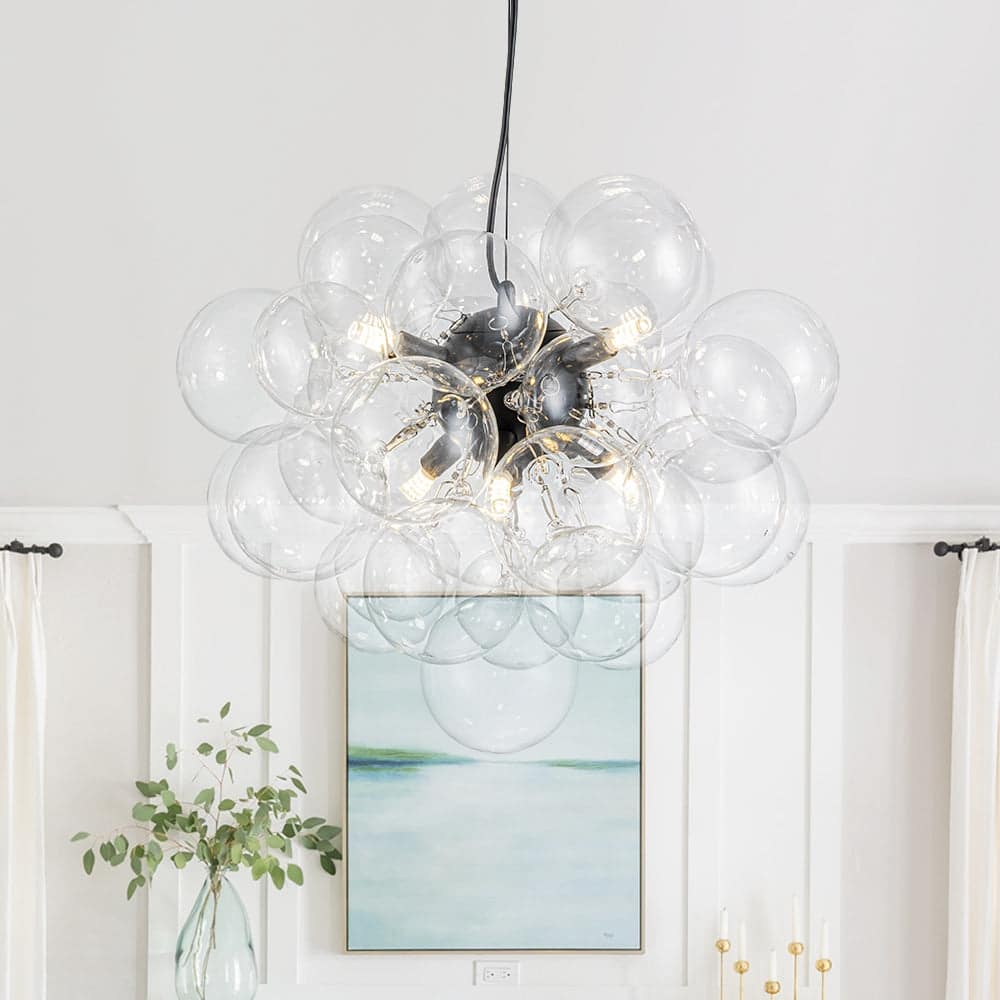 Glam 6-Light Dimmable Cluster Glass Globe Bubble Chandelier