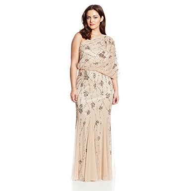 adrianna papell women's one shoulder beaded blouson dress