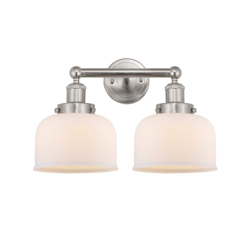 Innovations Lighting 616-2W-10-16-L Bell Vanity Bell 2 Light 16" Wide - Brushed Satin Nickel / Matte White