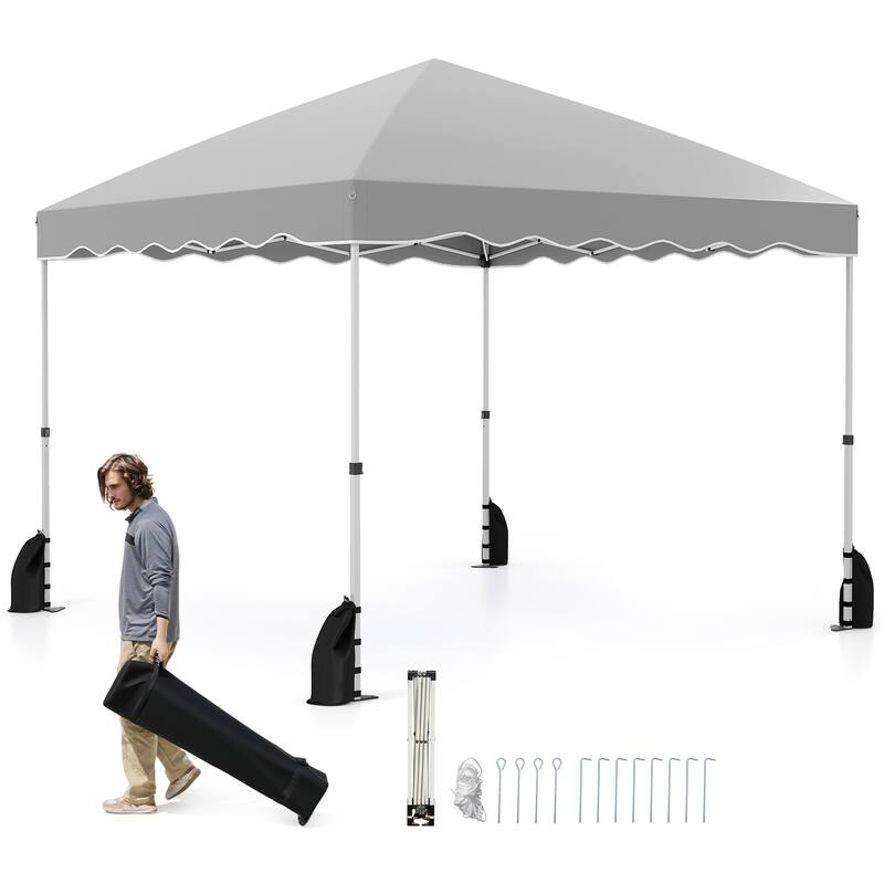 Gymax 10 X 10 FT Pop up Canopy Tent Portable Foldable Patio Shelter w/ - Grey