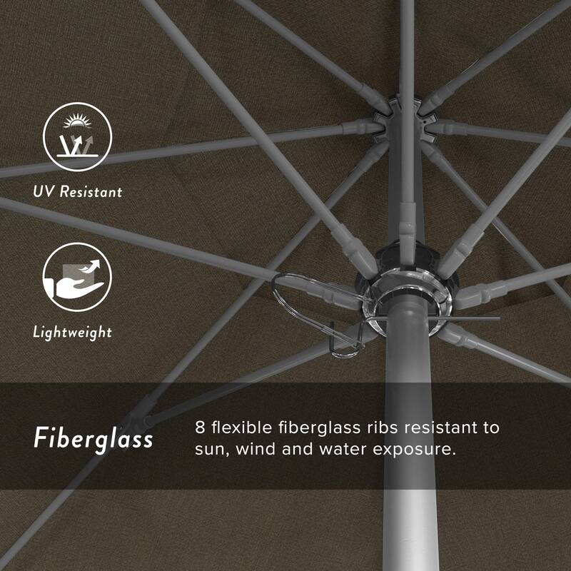 California Umbrella 7.5' Rd. Aluminum Frame, Fiberglass Rib Market Umbrella, Push Open,Anodized Silver Finish, Olefin Fabric