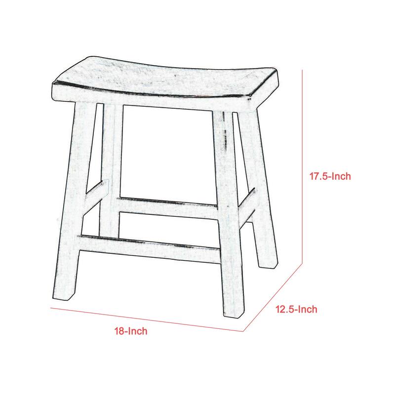 Wooden 18" Counter Height Stool with Saddle Seat, Distressed Cherry, Set Of 2