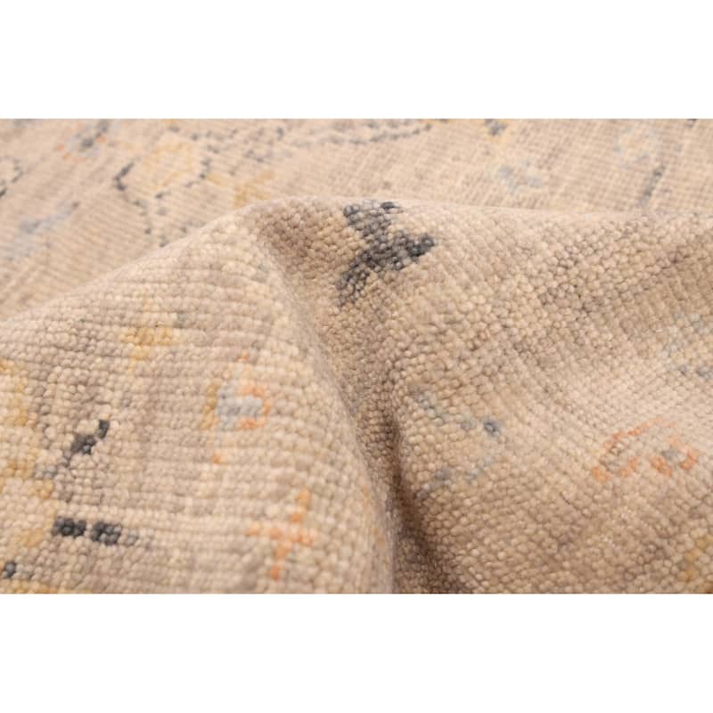 ECARPETGALLERY Hand-knotted Modern Oushak Light Grey Wool Rug - 4'1 x 5'9